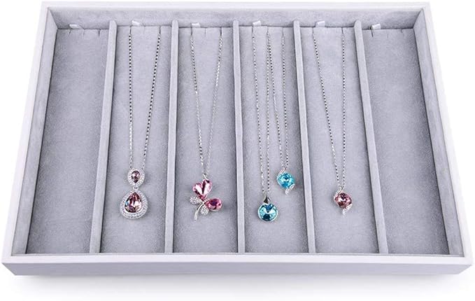 Oirlv Velvet Stackable Jewelry Tray Necklace Pendant Organizer Display Showcase Jewelry Storage trays