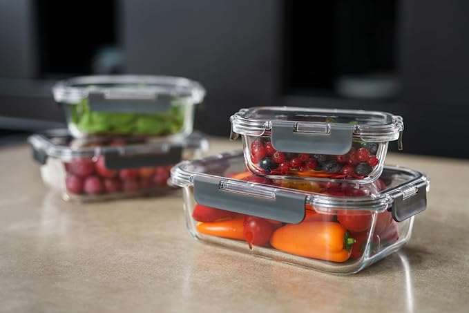 Zyliss E981066 1.5L Glass Container, Shatter Resistant Glass, Airtight Food Storage Box with Sealable Lid, Microwave Safe, BPA Free, Freezer Safe, Fridge Storage, Food Container, 23cm x 18cm x 7.5cm