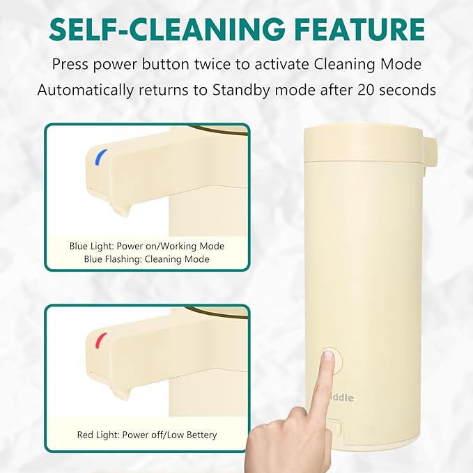 Mamiddle Automatic Soap Dispenser Stainless Steel with Sensor Infrared Soap Dispenser Electric IPX5 Waterproof USB-C Charging Motion Sensor for Kitchen & Bathroom (Ivory)