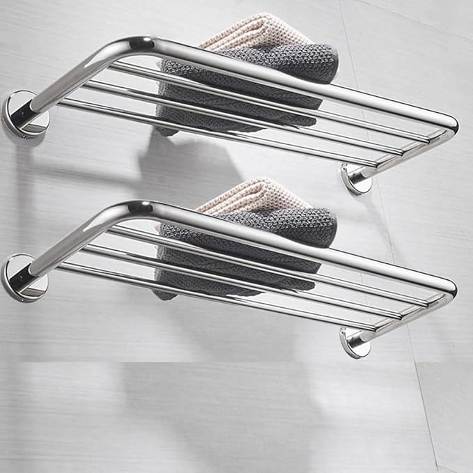 Hotel Towel Racks for Bathroom Wall Mounted, 30 Inch Towel Shelf for Bathroom, 2-Tier Bathroom Towel Rack, Polished Chrome