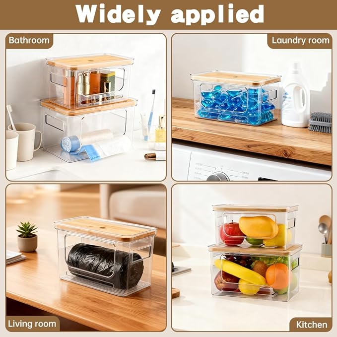Trash Bag Dispenser Holder -Plastic Garbage Bag Pantry Organizer, Clear Large Laundry Pods Container with Lid, Stackable Under Sink Kitchen Laundry Room Organization and Storage