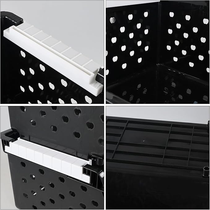 4-Pack Plastic Stacking Storage Basket, Stackable Organizer Baskets Bin, Black