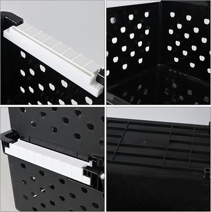 4-Pack Plastic Stacking Storage Basket, Stackable Organizer Baskets Bin, Black