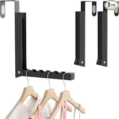WLCSNG 2 Pack Over The Door Hanger, Folding Over The Door Drying Rack for Laundry,Foldable Over The Door Clothes Hanger,Small Clothes Drying Rack for Dorm Portable Black