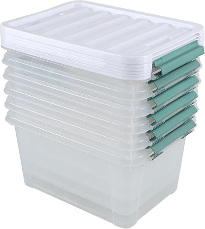 Melontray 20 Quart Clear Stackable Storage Box, 6-Pack Plastic Storage Container with Latching Lid