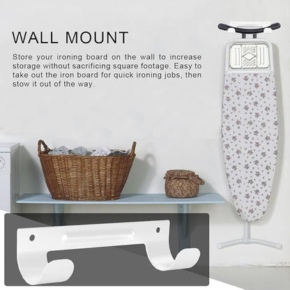 Ironing Board Hanger, Wall Mount Ironing Board Holder with Screws, Iron Boards Hook Storage Organizer Wall Rack for Y-Leg or T-Leg Hanging Shelf for Laundry Room(White)