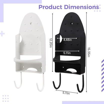Heavy Duty Ironing Board Wall Mount, Iron Holder, Hooks, Shelf, Pbt Plastic, 55 Lbs 1.85 Oz (25 Kg) Capacity, Easy Installation