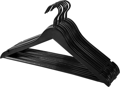 Perfecasa Grade A Real Wood Hangers 20 Pack, Suit, Coat, Solid Wood Construction, Smooth Finishes, Non-Slip Pants Bars, Soft Coated Hooks, 360° Swivel Hooks, Premium Quality Wooden Hangers (Black)