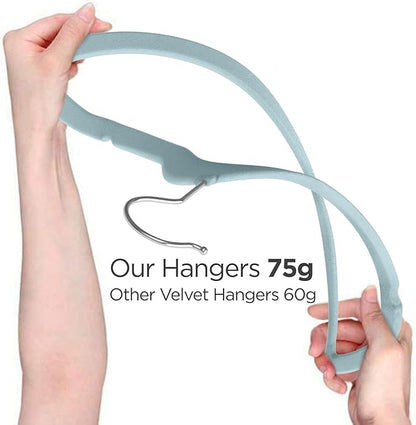 TechZoo 50 Premium Kids Velvet Hangers - 14" Non-Slip Ultra Slim Space-Saving Clothes Hangers with 360° Swivel Hook - Strong & Durable Hangers for Children & Preteens Wardrobe - Blue