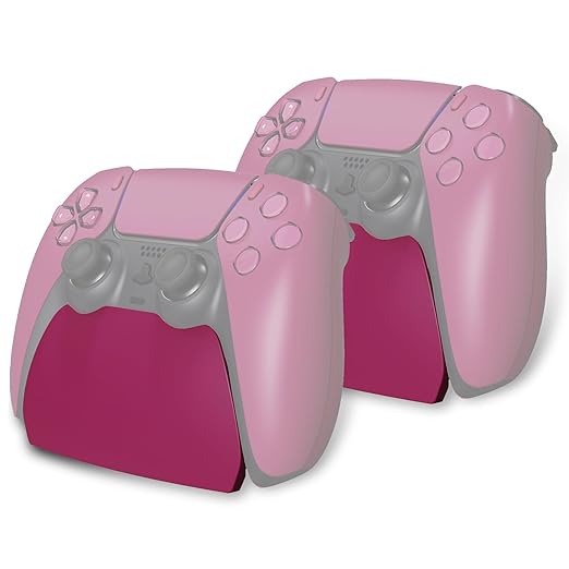 PlayVital 2 Pack Controller Display Stand for ps5, Gamepad Stand Desk Holder for ps5 Controller Accessories with Rubber Pads, Cosmic Red