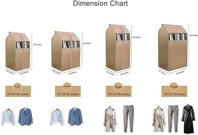 Hanging Garment Storage Bag Clothes Dustproof Cover With Clear Window In Wardrobe/Moisture, Dust Resistant Protector Cover With Zipper (Not Including Frames)