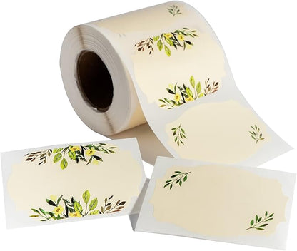 MONEST Waterproof & Oil Resistant Jar & Lid Stickers - Pantry/Canning, Spice & Bottle Labels (Floral 3x2)