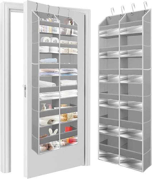 HOMELUX THEORY UPGRADED 6 Tiers Over The Door Organizer Hanging - 100D EXTRA THICK & 50lbs HUGE CAPACITY, 12 Side Mesh Pockets Over The Door Shoe Organizer, Hanging Closet Organizer (Light Gray, XL)