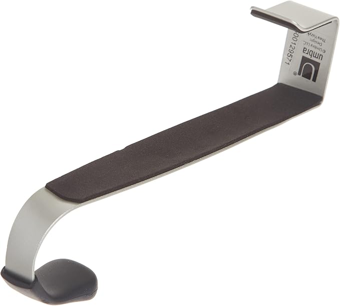 Umbra Schnook Heavy Duty Over The Door Hook for Coats, Robes, Towels, Clothes, Hats, Bags, Easy to Install and Damage Free, Space Saving Bathroom Hook, Nickel/Black