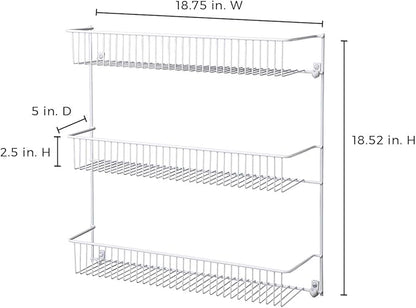 ClosetMaid 3-Tier Hanging Wall Mounted Metal Rack for Spices, Shelf Storage, Pantry Organization, Laundry, Kitchen, Bathroom, White, 8022