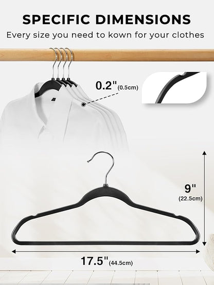 SMARTOR Heavy Duty Hangers 100 Pack, Premium Plastic Hangers for Clothes - Heavy Duty Non-Velvet Hanger with 360° Swivel Chrome Hook & Non Slip Notches - As Dress, Coats, Shirt, Jacket Hanger - Black