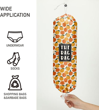 Orange Grocery Bag Organizer - Plastic Bag Holders for Kitchen, Pantry, Laundry Room - Home Decor Gifts