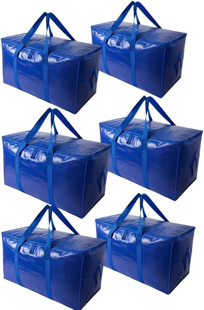 Veradome Extra Large Moving Bags with Zippers & Carrying Handles, Heavy-Duty Storage Tote Moving Boxes for Space Saving (6)