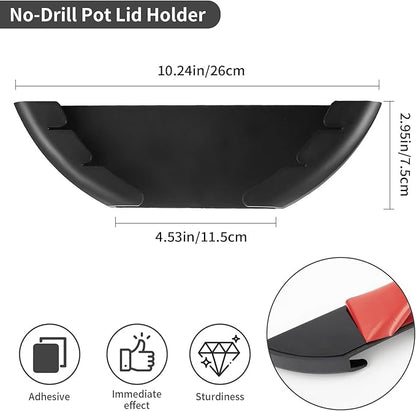AURIVISTA Universal Pot Lid Organizer for Cabinet, 4 Pack Pan Lids Organizers Inside Cabinet Door Wall Mount Pots Top Storage Organizer Rack Holder Holder for Kitchen, Fits 6" to 13.5" (Black)