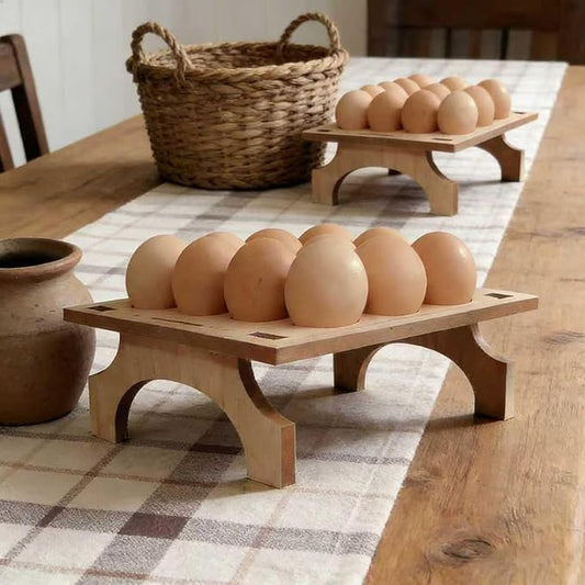 TAIANLE. Wooden Egg Holder Countertop Storage, Rack Fresh Egg Holder for Kitchen Stackable Double Layer Collecting Organizer, Farmhouse Rustic 2 Tier Gathering 24 Eggs Tray Display Stand, 2 pcs