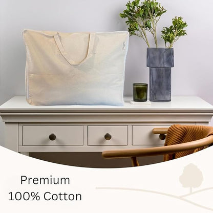 Forever Cotton Storage Bag with Handles for Beddings, Comforters, Blankets, Linens -Underbed/WardrobeThick Soft Breathable Closet Organizer Bag (Large (21"X15"X10"), Off-White)