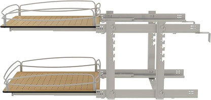 Rev-A-Shelf 2 Tier Pull Out Kitchen Cabinet Storage Organizer with Solid Bottom & Undermount Soft-Close Full Extension Slides, 54BK-21SC-2-1