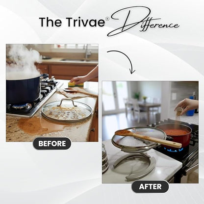 Trivae Pot Lid Holder – 4-in-1 Pot Lid Holder While Cooking, Pan Lid Holder, Trivet & Cake Stand – Versatile Kitchen Tool for Hot Pots, Serving & Display – Space-Saving, Heat-Resistant Stand
