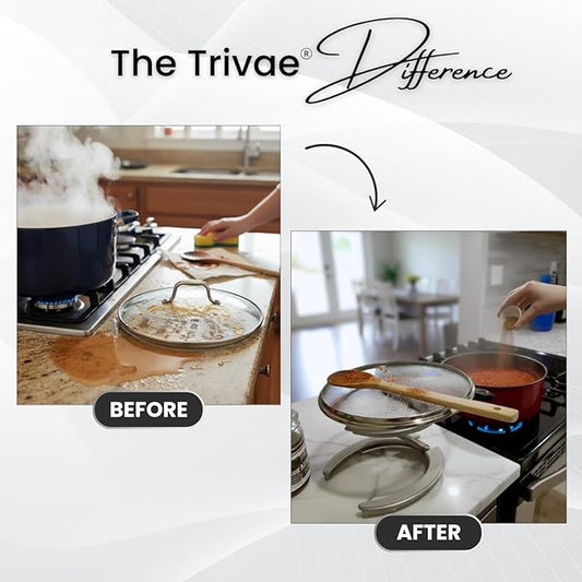 Trivae Pot Lid Holder – 4-in-1 Pot Lid Holder While Cooking, Pan Lid Holder, Trivet & Cake Stand – Versatile Kitchen Tool for Hot Pots, Serving & Display – Space-Saving, Heat-Resistant Stand