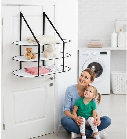 CINPIUK 3-Tier Sweater Drying Rack Over The Door, Foldable Mesh Hanging Dryer Flat with Hooks, Large Breathable Laundry Drying Hanger, Clothes Lay Flat Dryer for Apartments Dorms Bathrooms