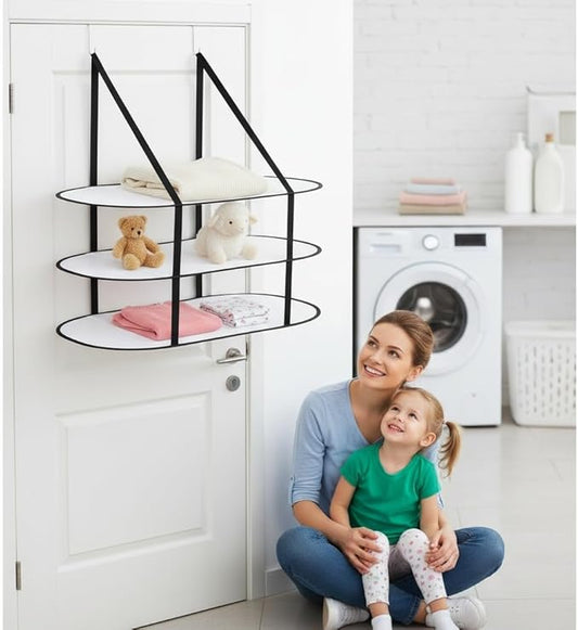 CINPIUK 2 Pcs 3-Tier Sweater Drying Rack Over The Door, Foldable Mesh Hanging Dryer Flat with Hooks, Large Breathable Laundry Drying Hanger, Clothes Lay Flat Dryer for Apartments Dorms Bathrooms