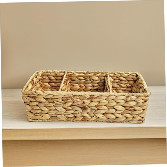 OUNONA Versatile Woven Storage Basket Desk Organizer Cutlery Organizer Basket Storage