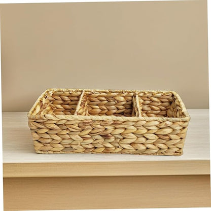 OUNONA Versatile Woven Storage Basket Desk Organizer Cutlery Organizer Basket Storage
