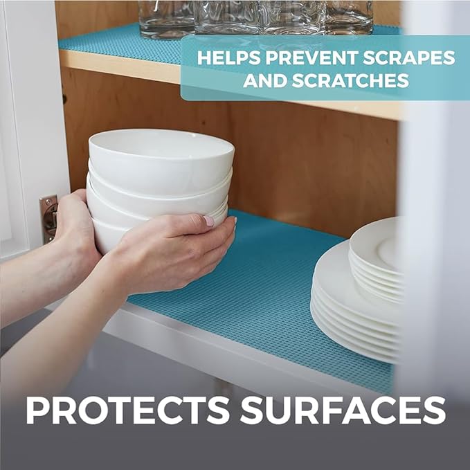 HOME GENIE Shelf Drawer and Cabinet Liner, Durable with Strong Grip, 20 in x 20 FT, Non Adhesive Liners Protect Kitchen Cabinets and Cupboard, Pantry, Bathroom Drawers and Shelves, Desks, Teal
