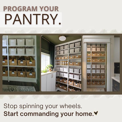 Kitchen Pantry Organizers and Storage Bins, 6-Pack Beige Storage Bins with Pantry Labels, a Complete System, The Simple Solution For Pantry and Kitchen Organization.