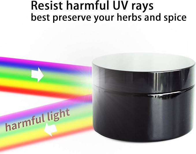Black Glass Smell Proof Storage Jar 200ml Wide Mouth Airtight UV Protection Container for Spice Coffee