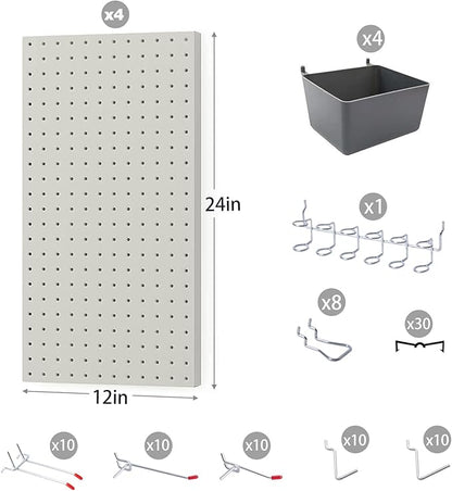 Pegboard Smith 48x24 inch Gray Metal Pegboard Kit for Wall Organization with Hooks, Pegboard Bins, and Utility Tools Storage Board, Efficient Tool Organizer Peg Board