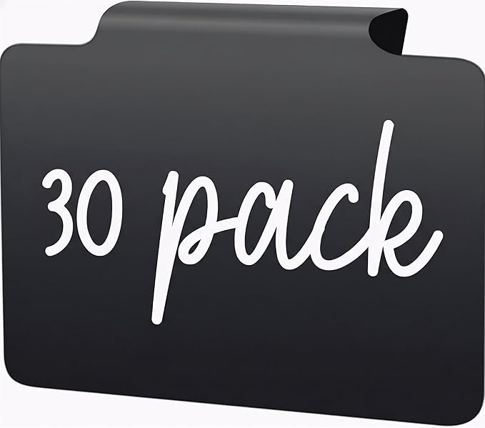 30 Basket Labels Clip On for Pantry Organization and Storage 3x4 inch - Plastic Baskets Bin Labels - Small Chalk Labels for Baskets - Black Bin Clip Labels for Baskets - Dry Erase Basket Tags