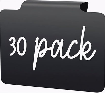 30 Basket Labels Clip On for Pantry Organization and Storage 3x4 inch - Plastic Baskets Bin Labels - Small Chalk Labels for Baskets - Black Bin Clip Labels for Baskets - Dry Erase Basket Tags