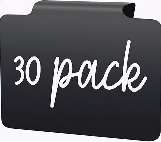 30 Basket Labels Clip On for Pantry Organization and Storage 3x4 inch - Plastic Baskets Bin Labels - Small Chalk Labels for Baskets - Black Bin Clip Labels for Baskets - Dry Erase Basket Tags