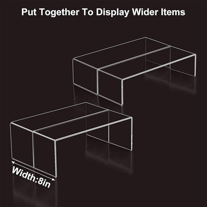 Acrylic Display Riser Stand,5mm Thickness, 12'' Length Tierd Display Stands, Acrylic Shelf Risers for Perfume Display,Risers for Buffet Table,Cupcake Stand,Pop Figurines,Tumbler,Food,4Pcs