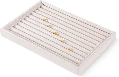 Ring Tray, Velvet Jewelry Trays,Premium Ring Display Case,Luxury Stud Earring Organizer,White Jewelry Storage
