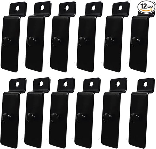 12Pcs Utility Hooks, Heavy Duty Black Metal Slatwall Hooks, Slatwall Accessories for Kitchen Peg Board, Panel Wall Hangers, Gridwall Hooks for Commercial Office Display Picture Photo Painting
