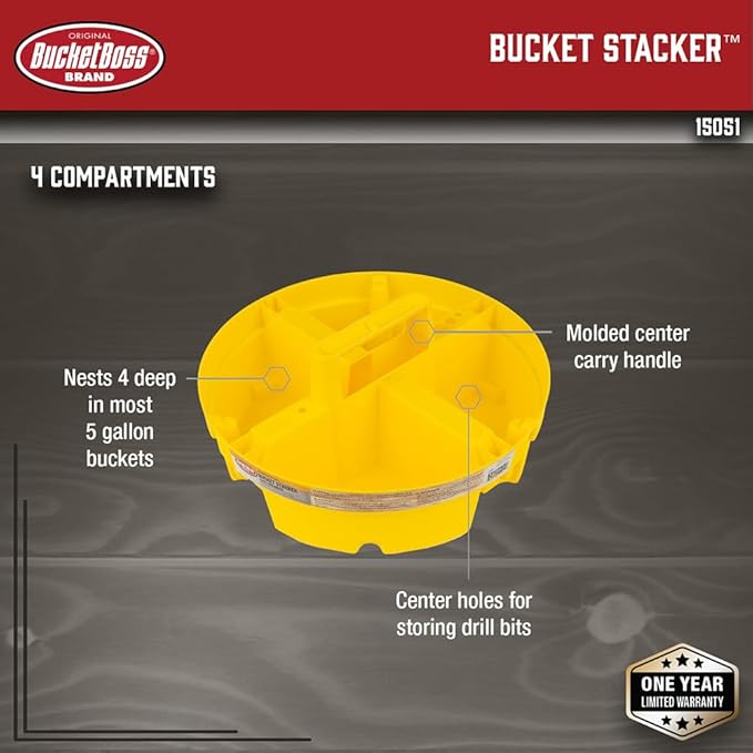 Bucket Boss - Bucket Stacker Small Parts Organizer, Bucket Organization (15051), Yellow (Pack of 2)