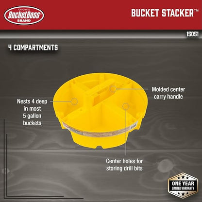 Bucket Boss - Bucket Stacker Small Parts Organizer, Bucket Organization (15051), Yellow (Pack of 2)