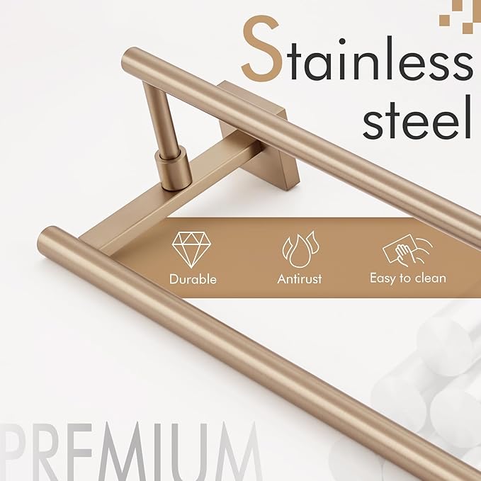 KOKOSIRI Hand Towel Bar 16-Inch Towel Holder Bathroom Rack for Bath Cabinet Towel Rails Champagne Bronze Stainless Steel B5009CPG-L16