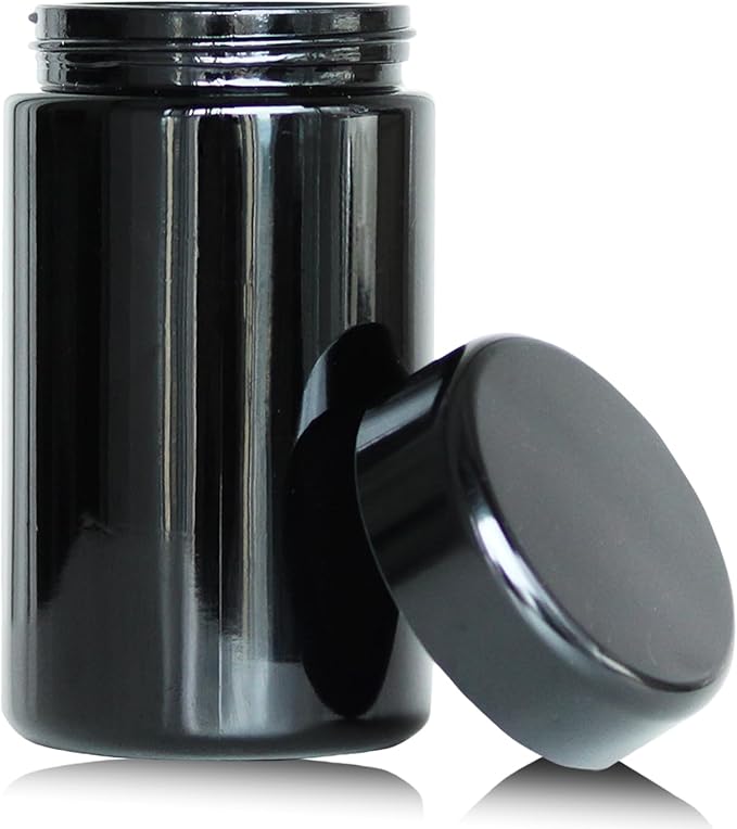 Black Glass Airtight Storage Container Jar 150ml with UV Protection for Spice Coffee