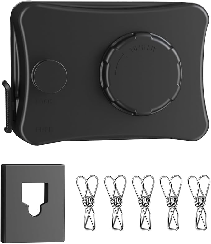 Retractable Clothesline Clothes Line Retracting Outdoor Indoor,Anti Sagging Waterproof Lock Enhancement Black