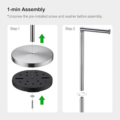 BAGNOLUX Bathroom Toilet Paper Holder Stand with Reserve, SUS304 Stainless Steel Rustproof Pedestal Tissue Roll Holder Heavy Duty, Brushed Nickel