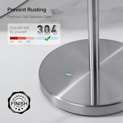 BAGNOLUX Bathroom Toilet Paper Holder Stand with Reserve, SUS304 Stainless Steel Rustproof Pedestal Tissue Roll Holder Heavy Duty, Brushed Nickel