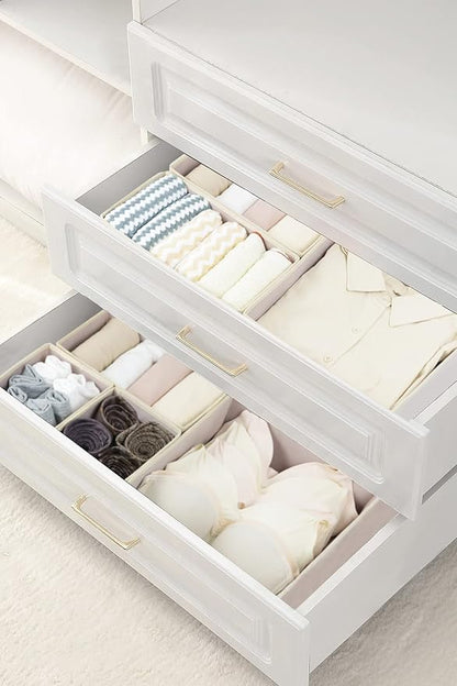 12 Pack Drawer Organizer Clothes, Foldable Fabric Dresser Organizer Closet Organizers and Storage Box for Underwear,Folded Clothes,Baby Clothing,Socks,Bra,Towels,Ties(12 Pack,Pink)